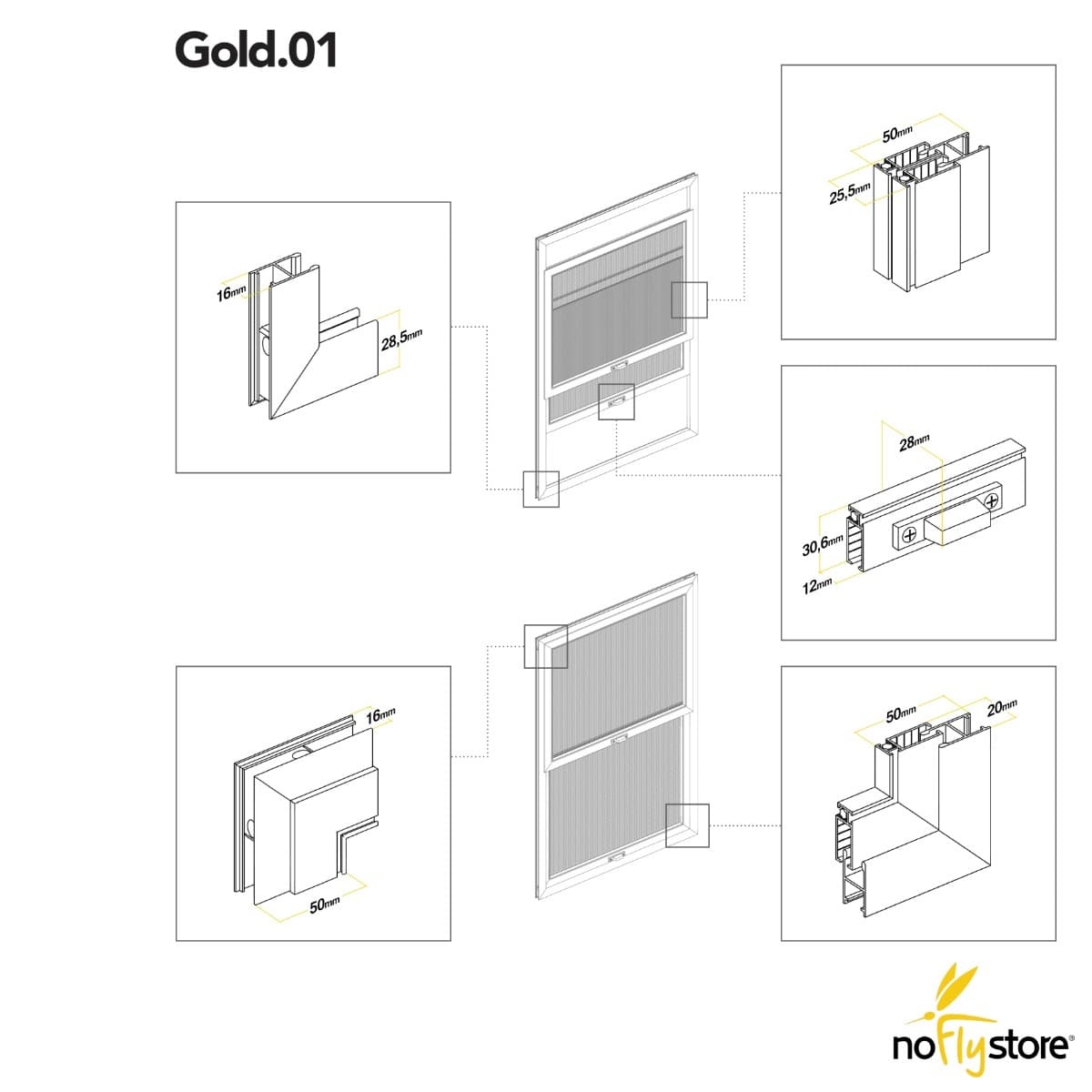 GOLD.01. Zanzariera a Pannelli Scorrevoli per Finestre