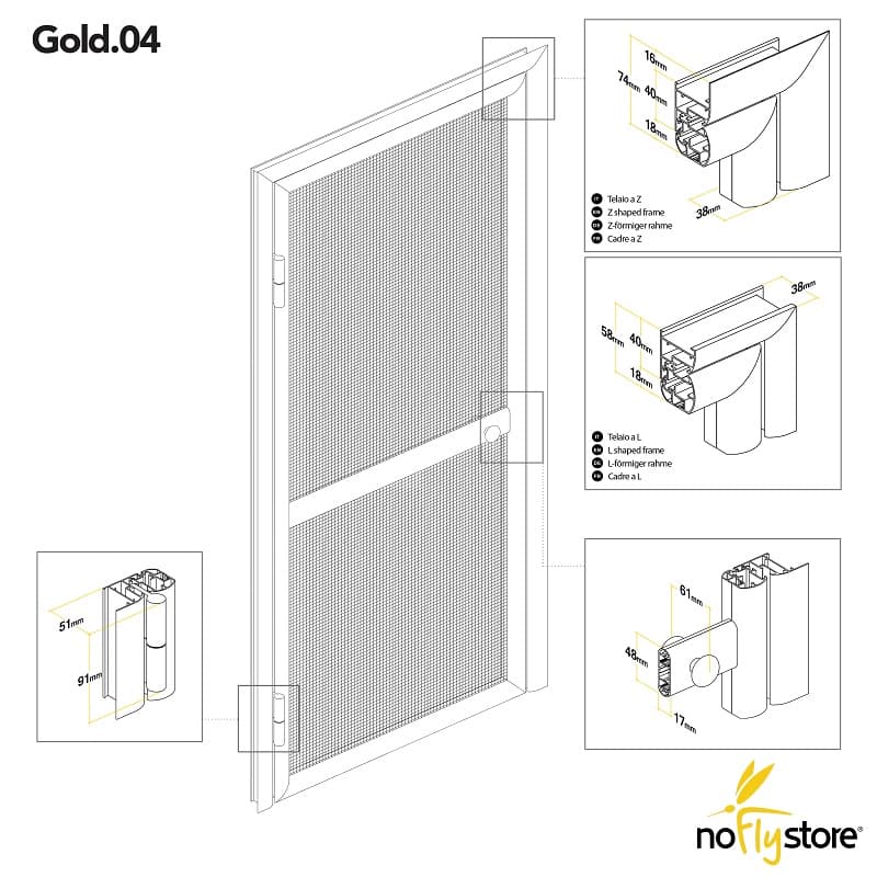GOLD.04. Zanzariera a Battente per Porte