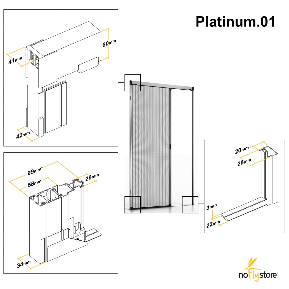 PLATINUM.01. Zanzariera Plissettata per Porte e Portefinestre