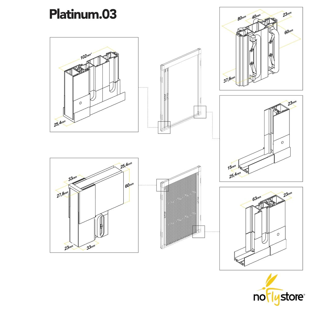 PLATINUM.03. Zanzariera Plissettata per Porte apribile da 2 lati