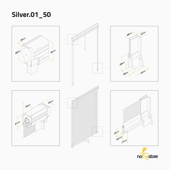 SILVER.01. Zanzariera a Rullo per Finestre